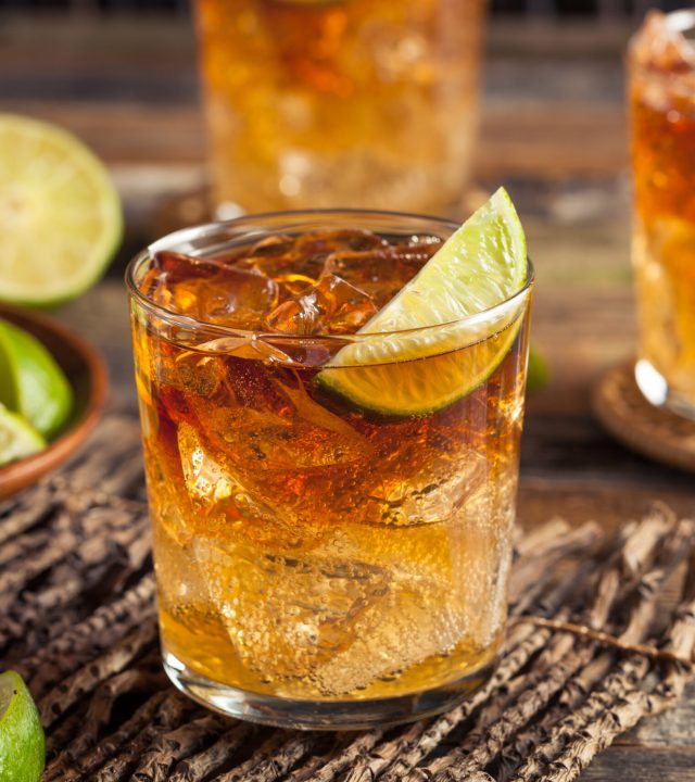 Dark and Stormy Rum Cocktail with Lime and Ginger Beer